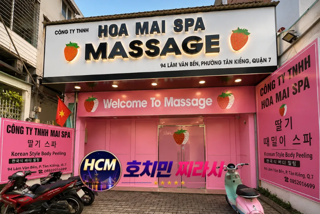 호치민 딸기 때밀이 스파 건물 바깥 모습입니다.